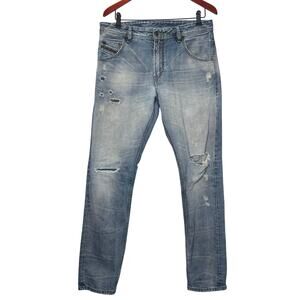 Y2K Diesel Mens Krayver 0827X Regular Slim Jeans Pants‎ Sz 31x32 Distressed